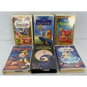 Disney VHS Movie Lot Snow White Lion King Little Mermaid Nightmare Pinocchio
